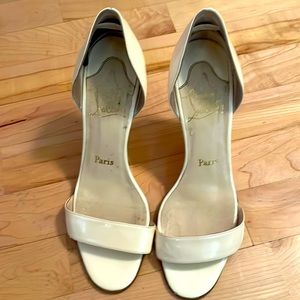 Christian Louboutin Cream Wedge Slides